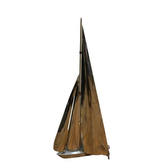 Vintage Mid Century MCM Chrome Sailing Sail Ship - Picture 1 of 5
